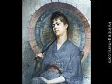 Anna Bilinska Bohdanowicz Canvas Paintings - Woman with a Japanese Parasol